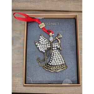 Monet Rhinestone Christmas Ornament Annual Dated box 2021 Angel Gold Tone NEW